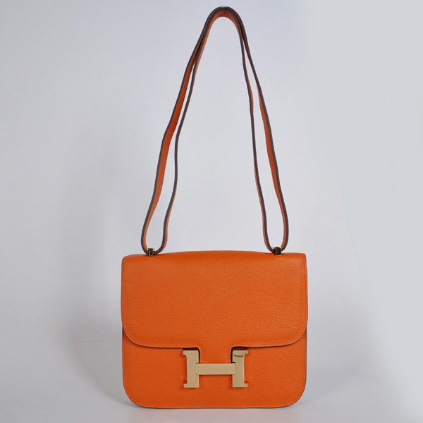 8888OG Hermes Constance Bag in pelle Clemence in arancione, oro